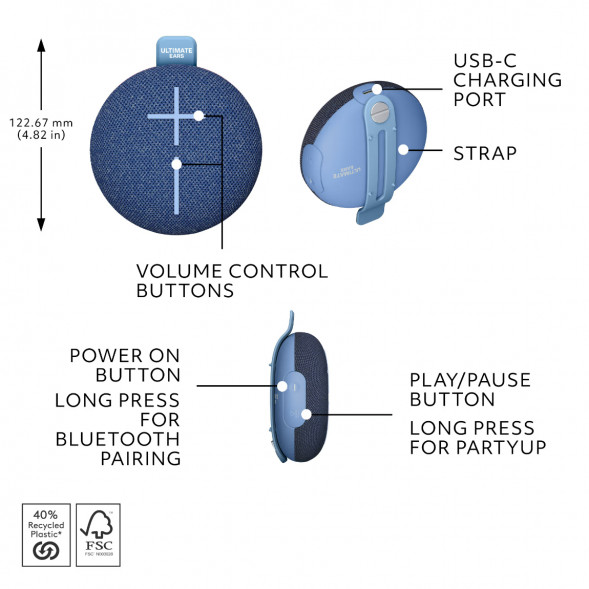 Портативная колонка Ultimate Ears MINIROLL, синий в Туле