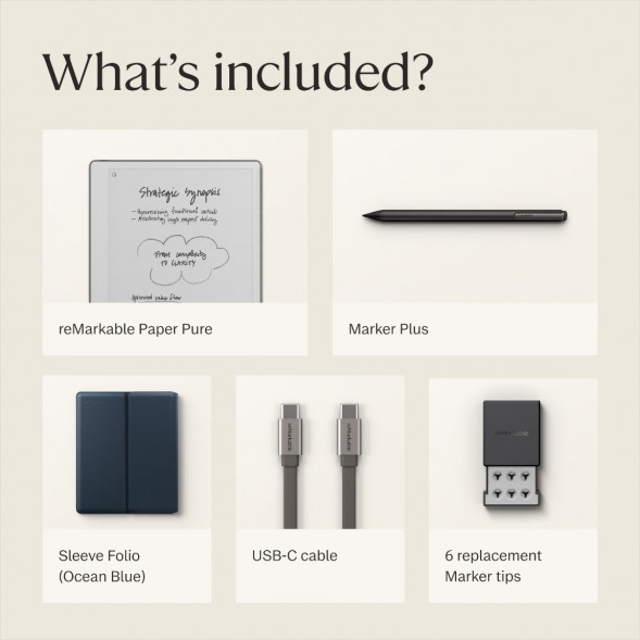 Графический планшет reMarkable Paper Pure+Marker Plus+Sleeve Folio, Ocean Blue в Туле